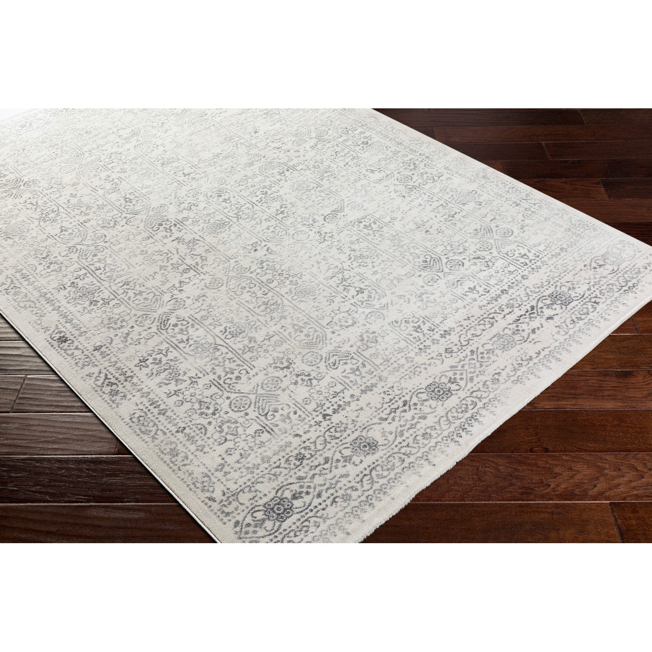 VICKY Vintage Traditional Oriental Boho Grey Area Rug Corner