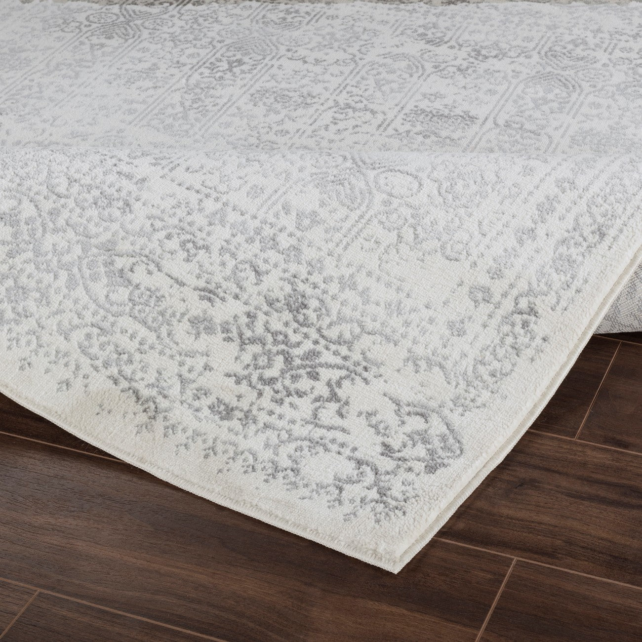 VICKY Vintage Traditional Oriental Boho Grey Area Rug Fold
