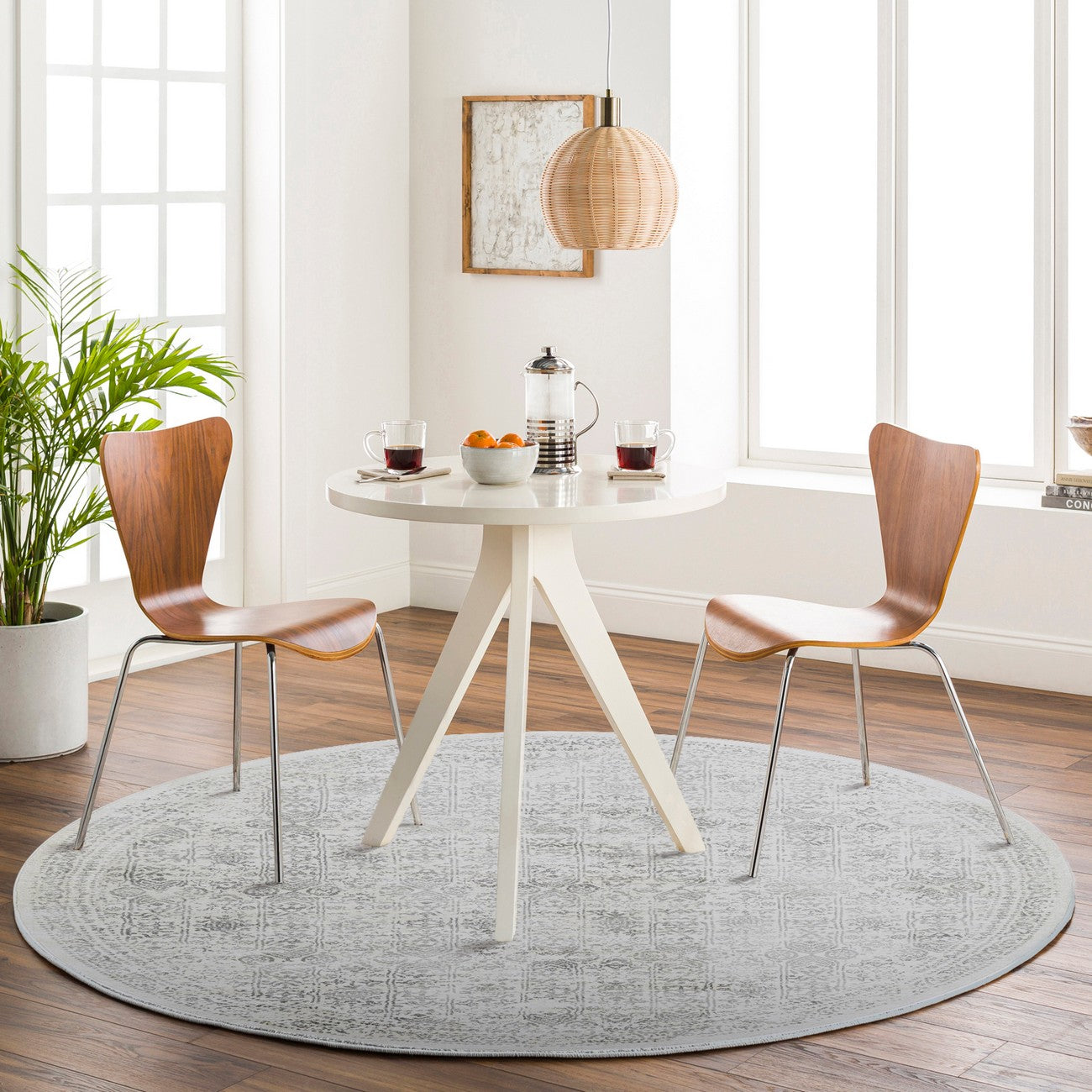 VICKY Vintage Traditional Oriental Boho Grey Area Rug Roomscene
