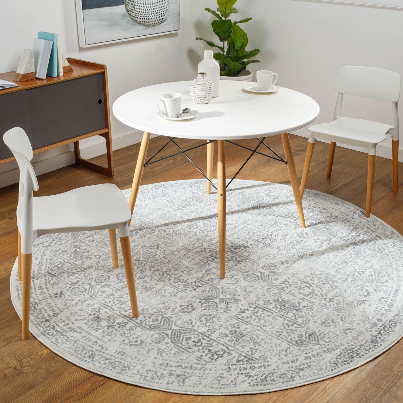 VICKY Vintage Traditional Oriental Boho Grey Area Rug Roomscene