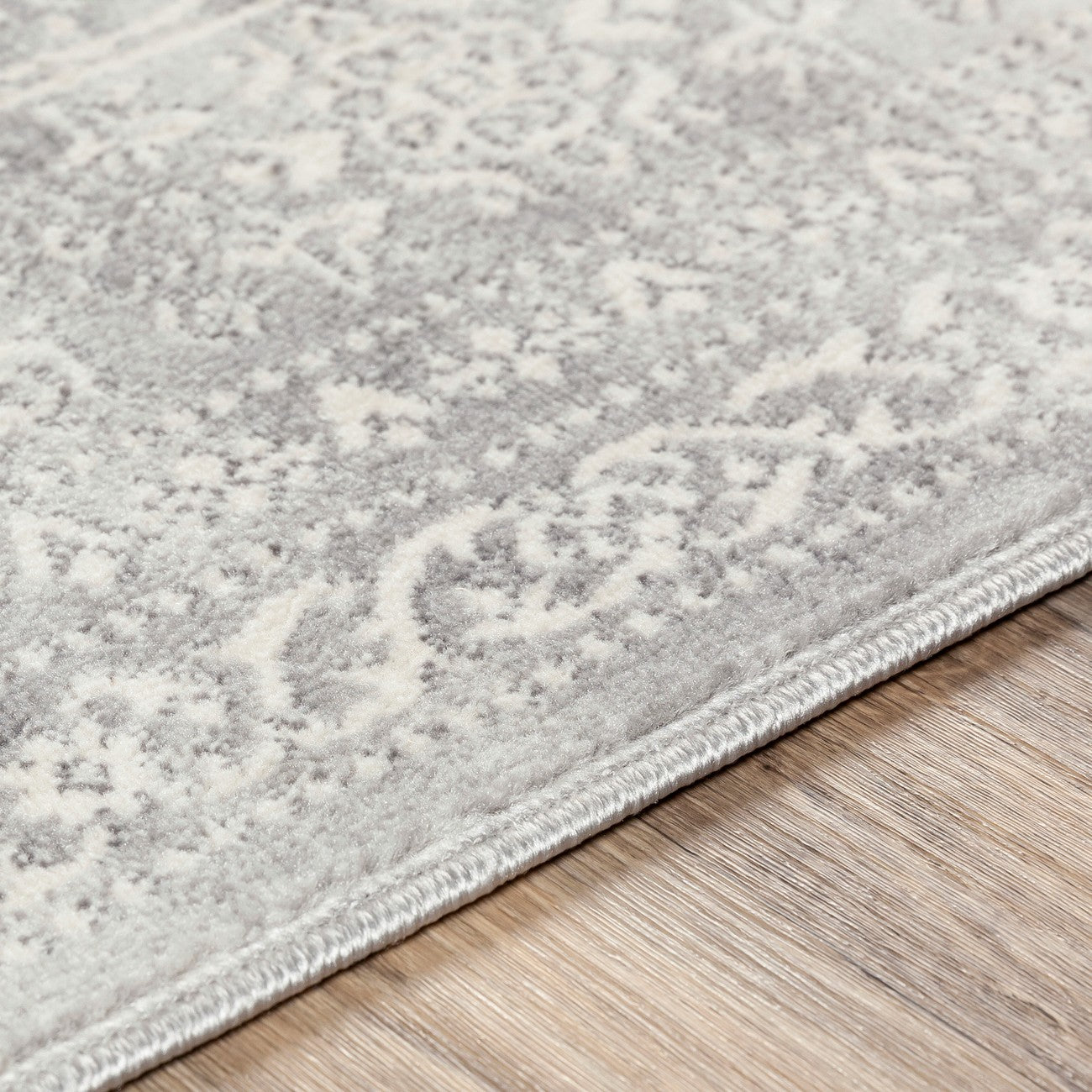VICKY Vintage Traditional Oriental Boho Grey/Ivory Area Rug Texture