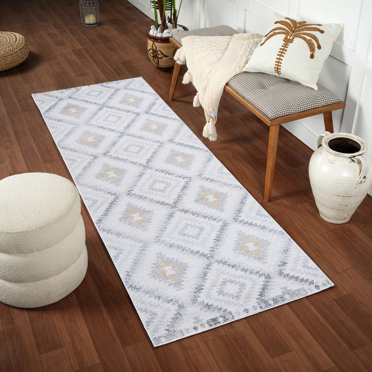 SADIE Scandi Rustic Medium Grey Area Rug Roomscene