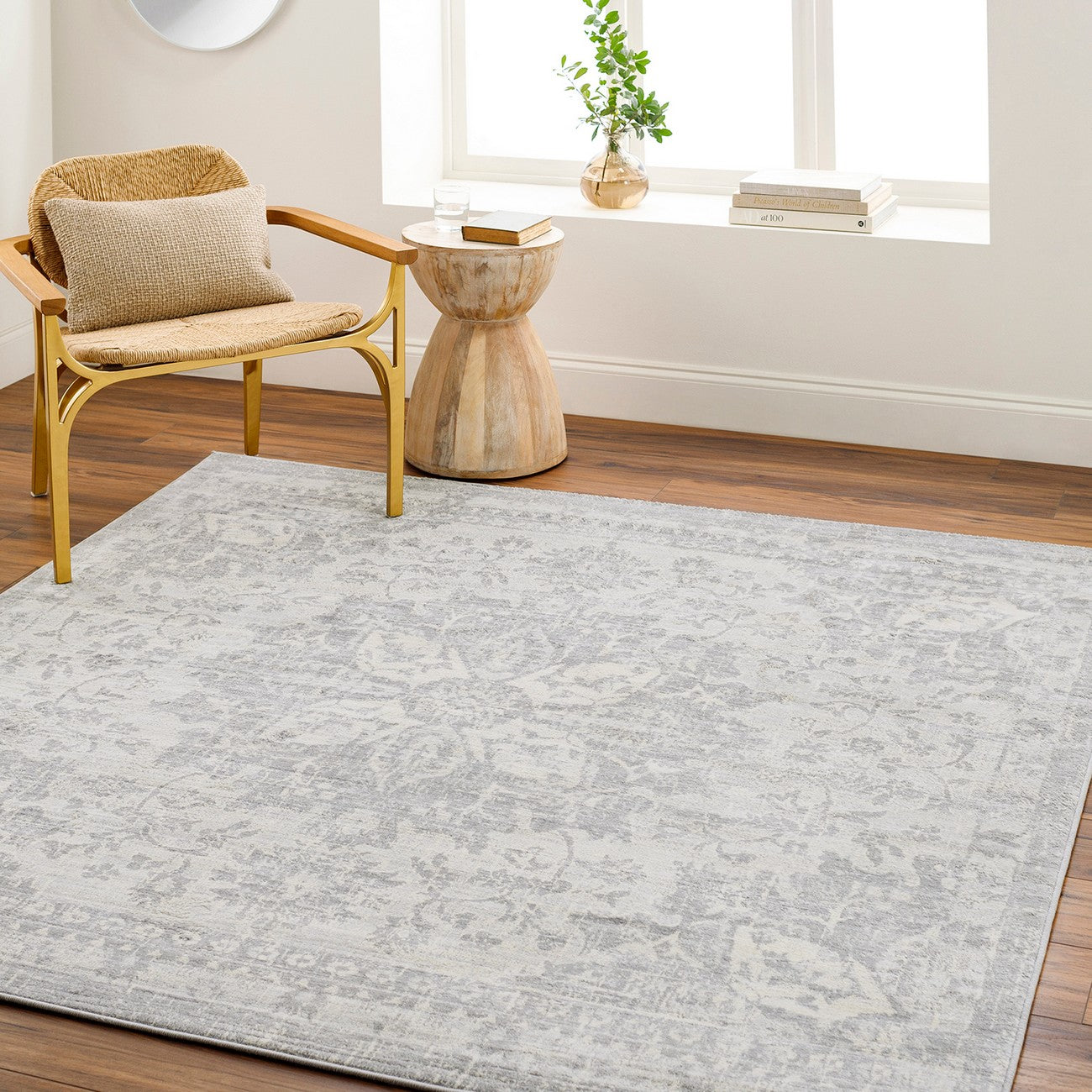 SAGE Vintage Traditional Oriental Boho Medium Grey Area Rug Roomscene