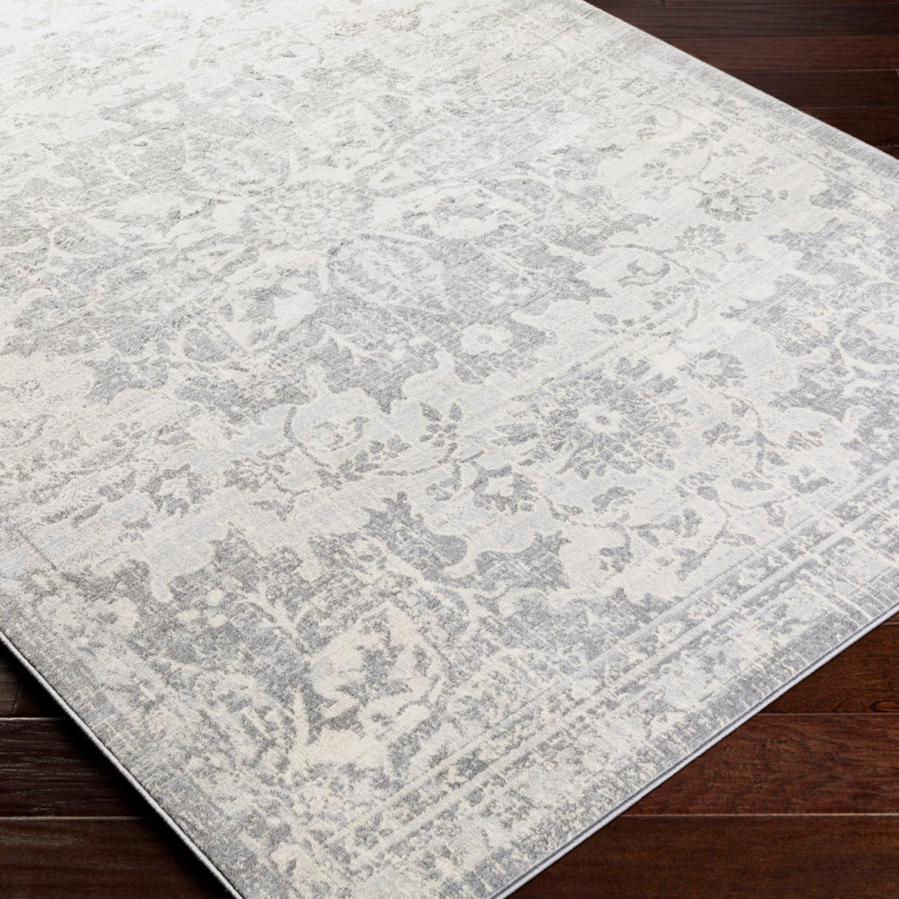 SAGE Vintage Traditional Oriental Boho Medium Grey Area Rug Corner