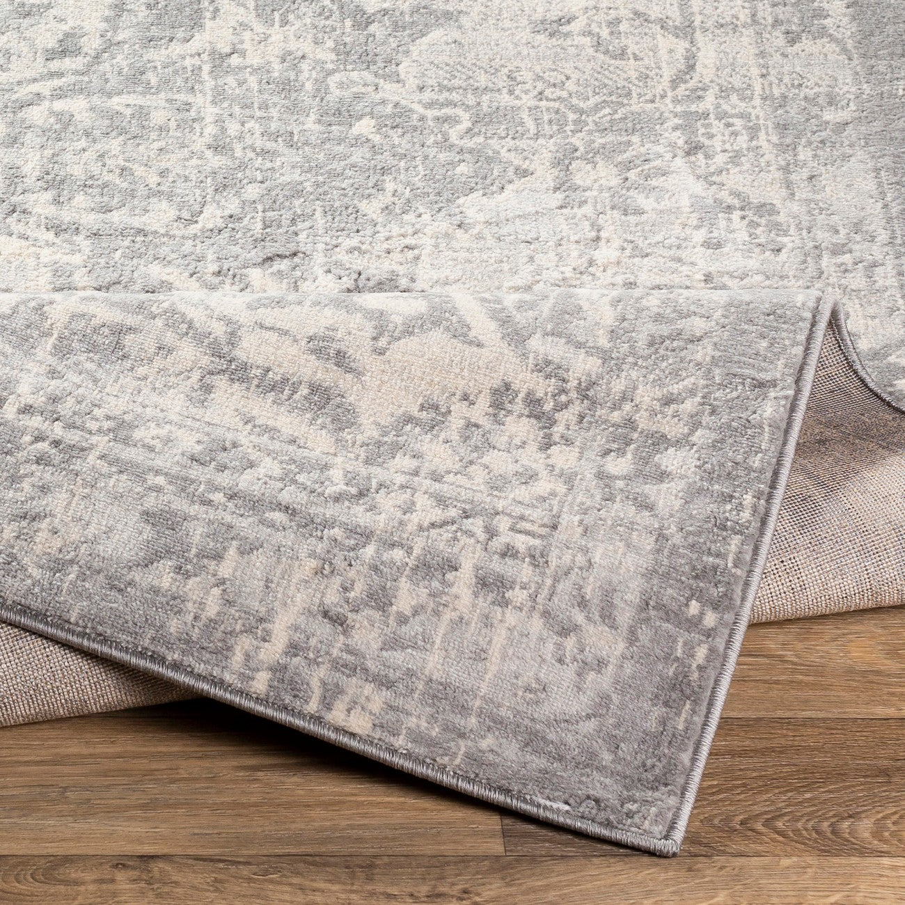 SAGE Vintage Traditional Oriental Boho Medium Grey Area Rug Fold