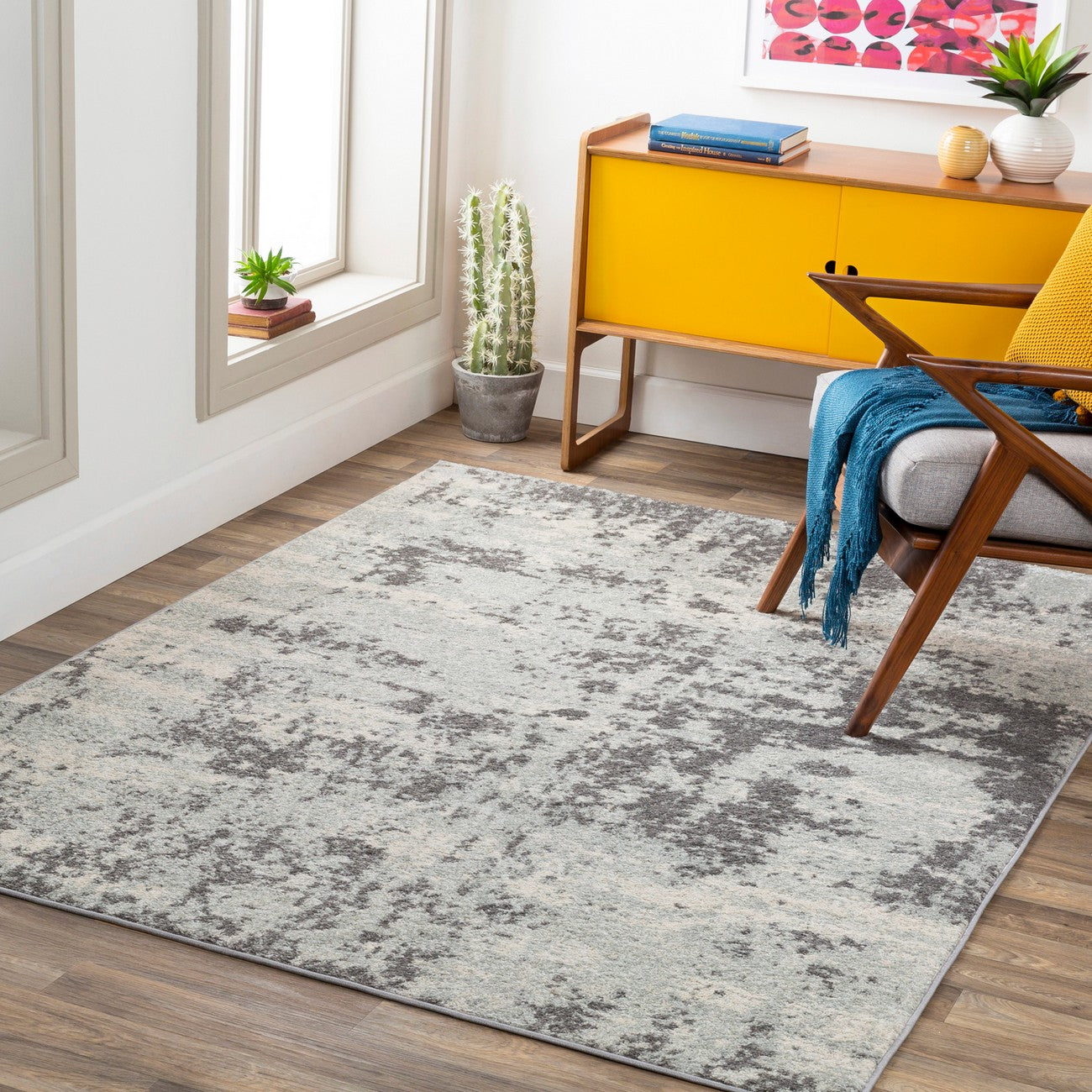 SARAH Abstract Modern Marble White Area Rug
