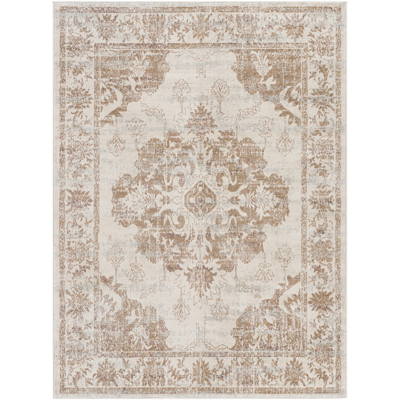 SHAWNA Vintage Traditional Oriental Boho Yellow Area Rug Flat