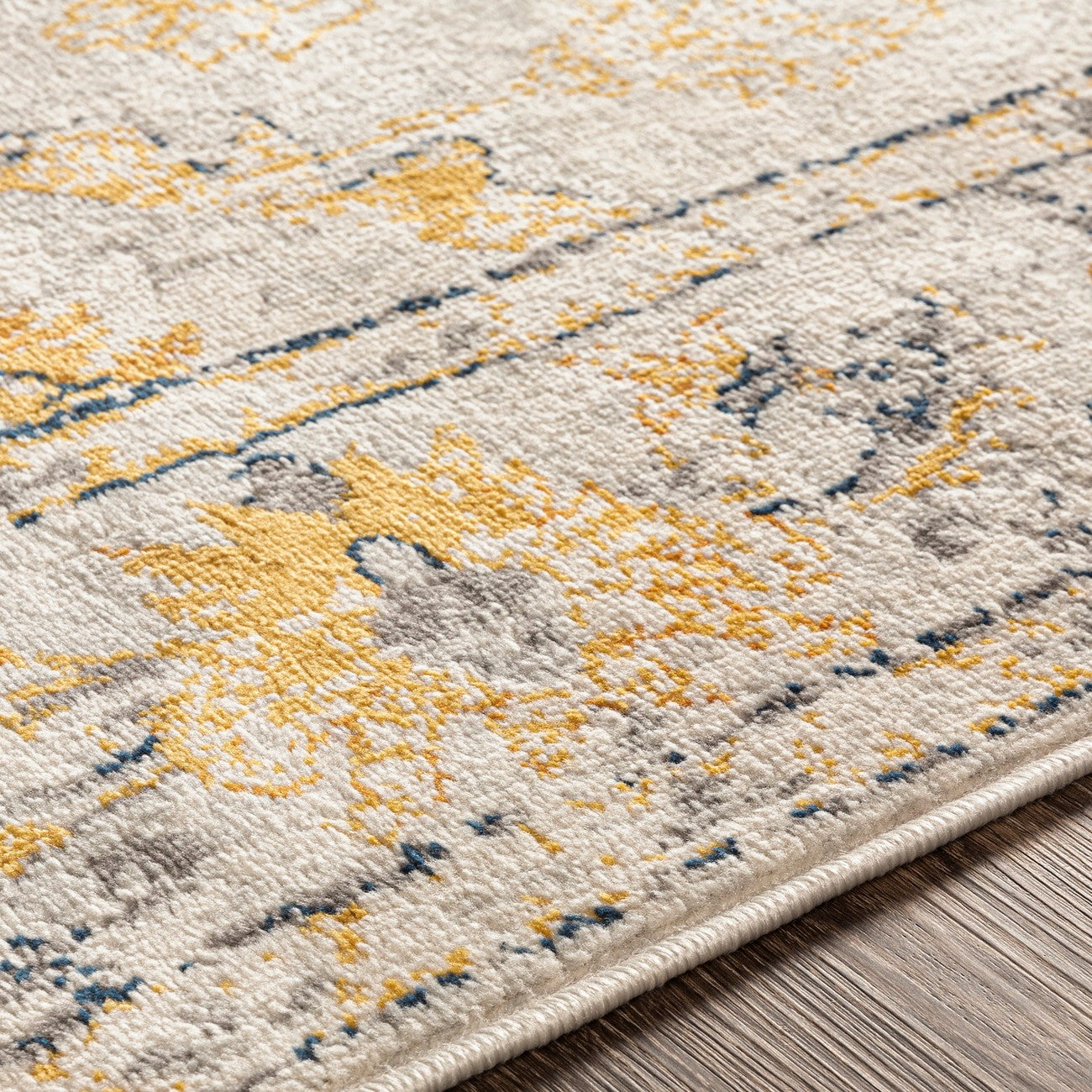 SONAM Vintage Traditional Oriental Boho Yellow Area Rug Texture