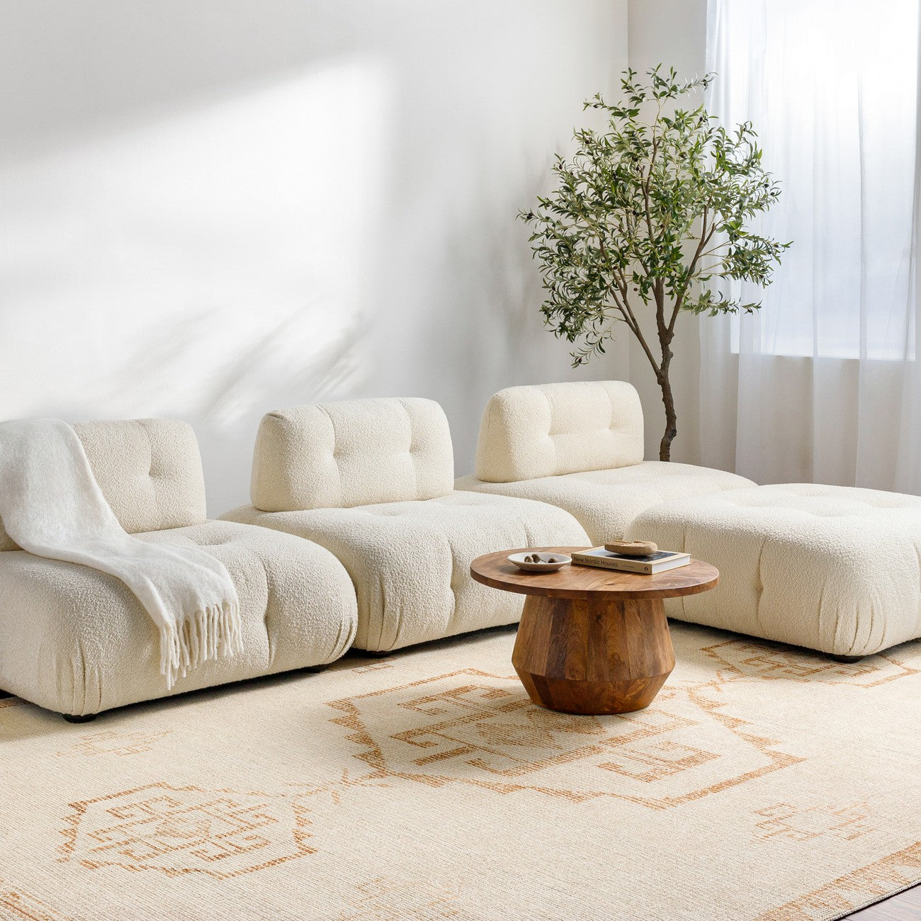 SUMAN Becki Owens x Livabliss Global Berber Apricot/Beige Area Rug Roomscene