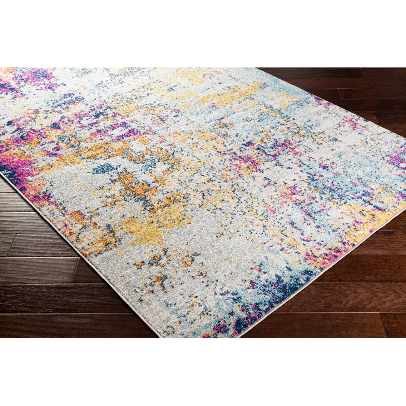 SARAH Abstract Modern Marble Medium Grey Area Rug Corner