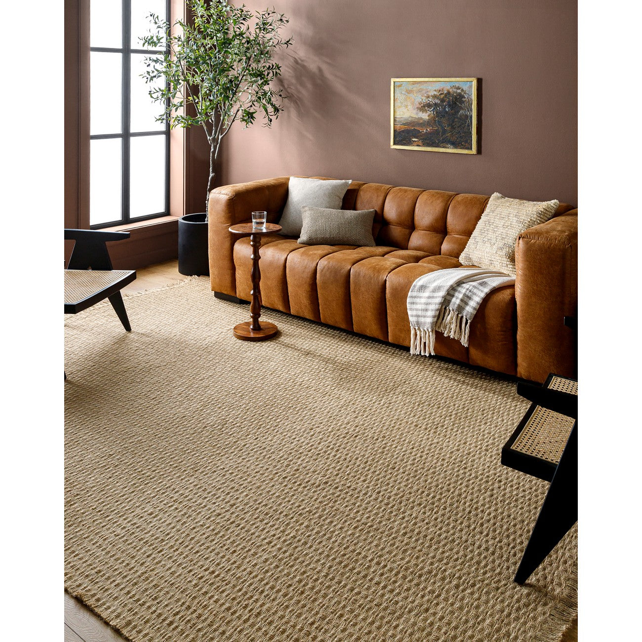 TOMI Becki Owens x Livabliss Natural Fiber Camel Jute Area Rug Roomscene
