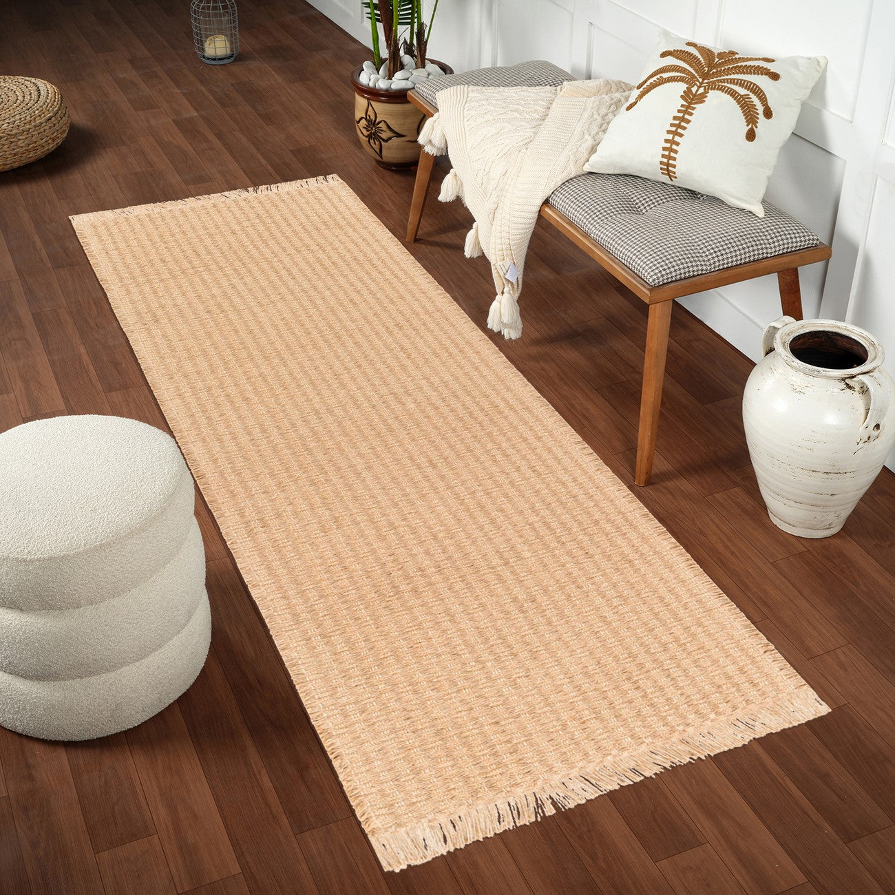 TOMI Becki Owens x Livabliss Natural Fiber Camel Jute Area Rug Roomscene