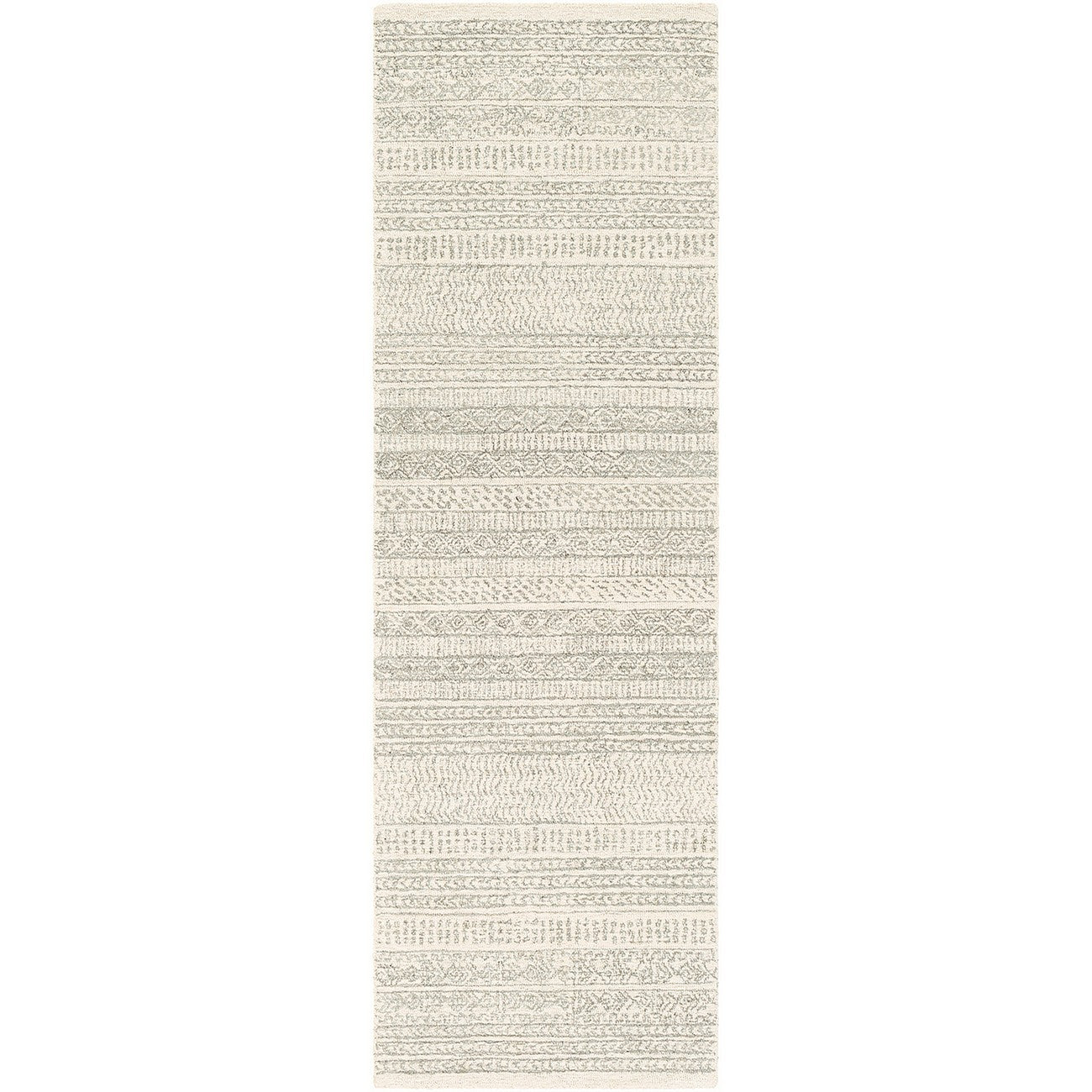 VANIYA Hand-Tufted Global Wool Grey Area Rug Flat