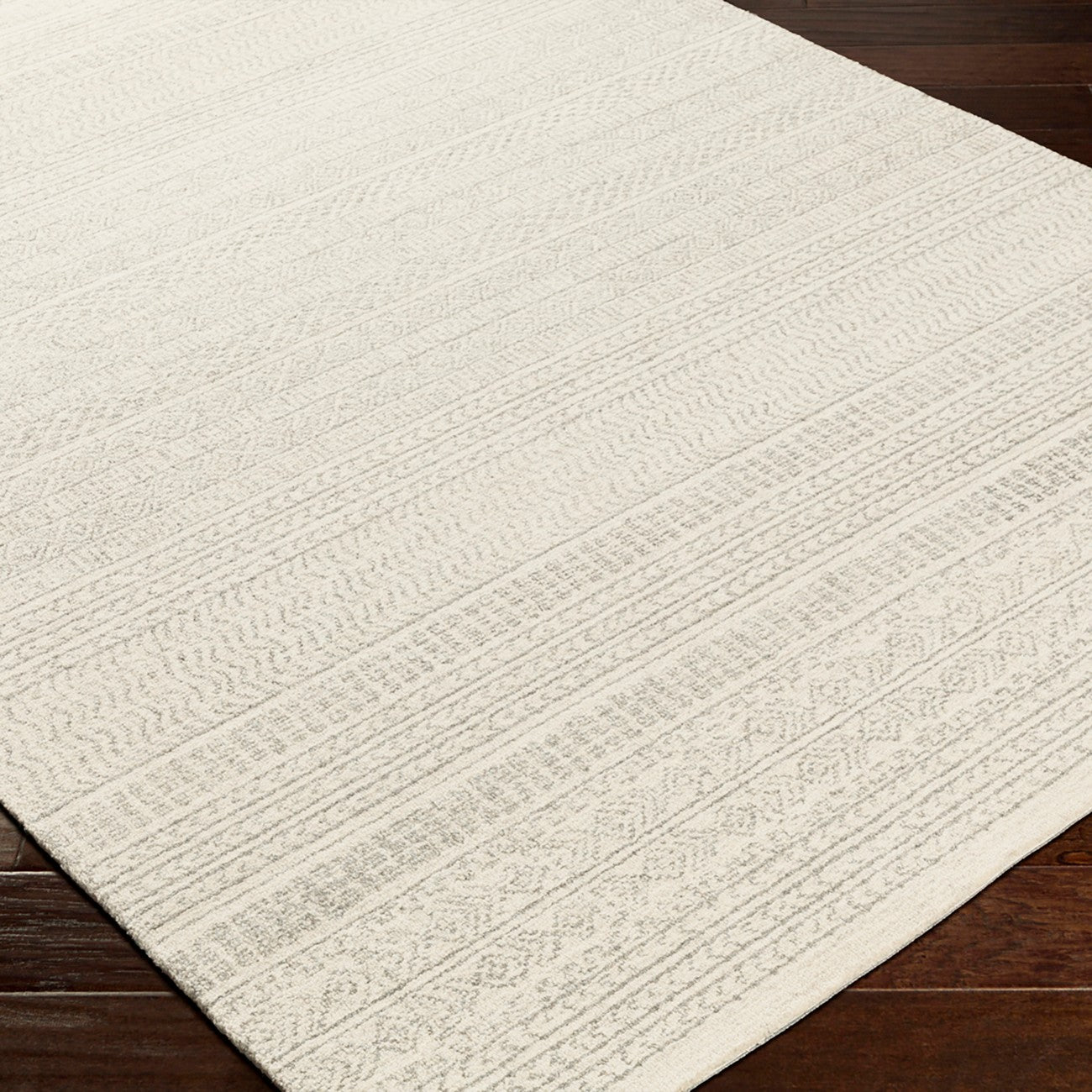 VANIYA Hand-Tufted Global Wool Grey Area Rug Corner