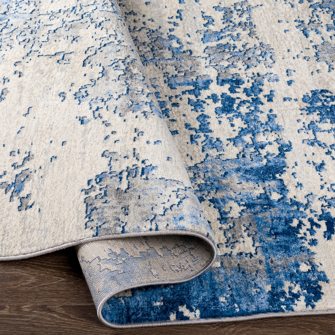 VICTOIRE Abstract Modern Marble Sky Blue Area Rug Fold