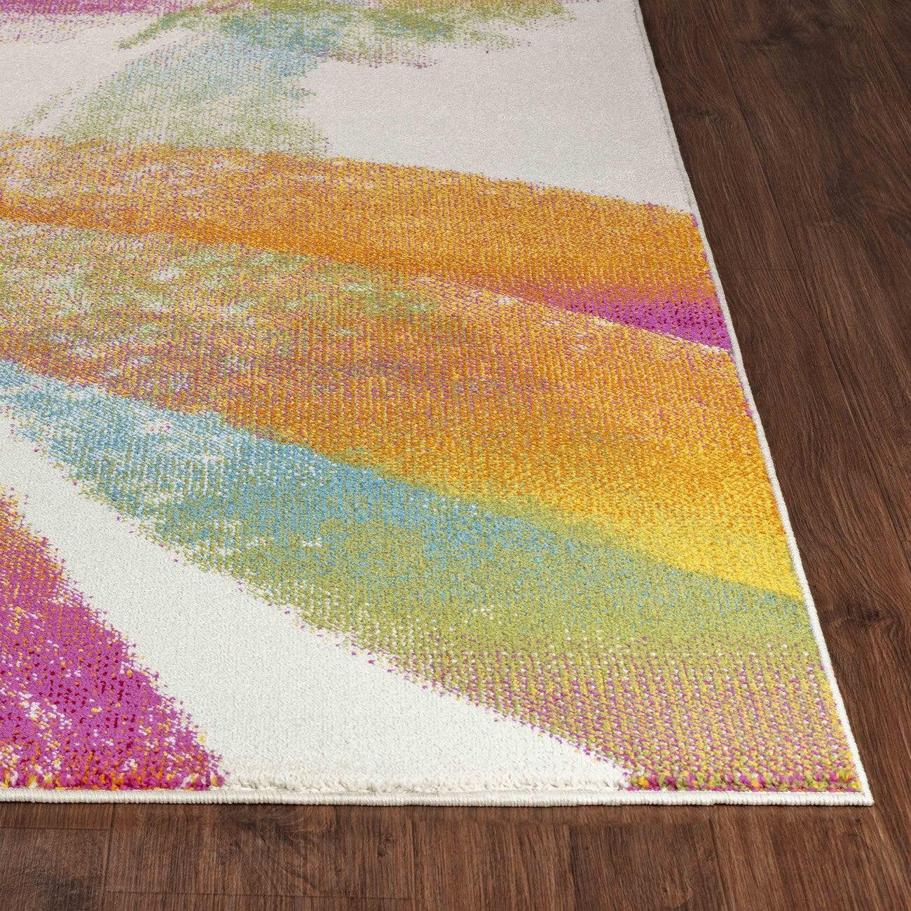 VIOLETA Scandi Modern White/Pink Area Rug Front