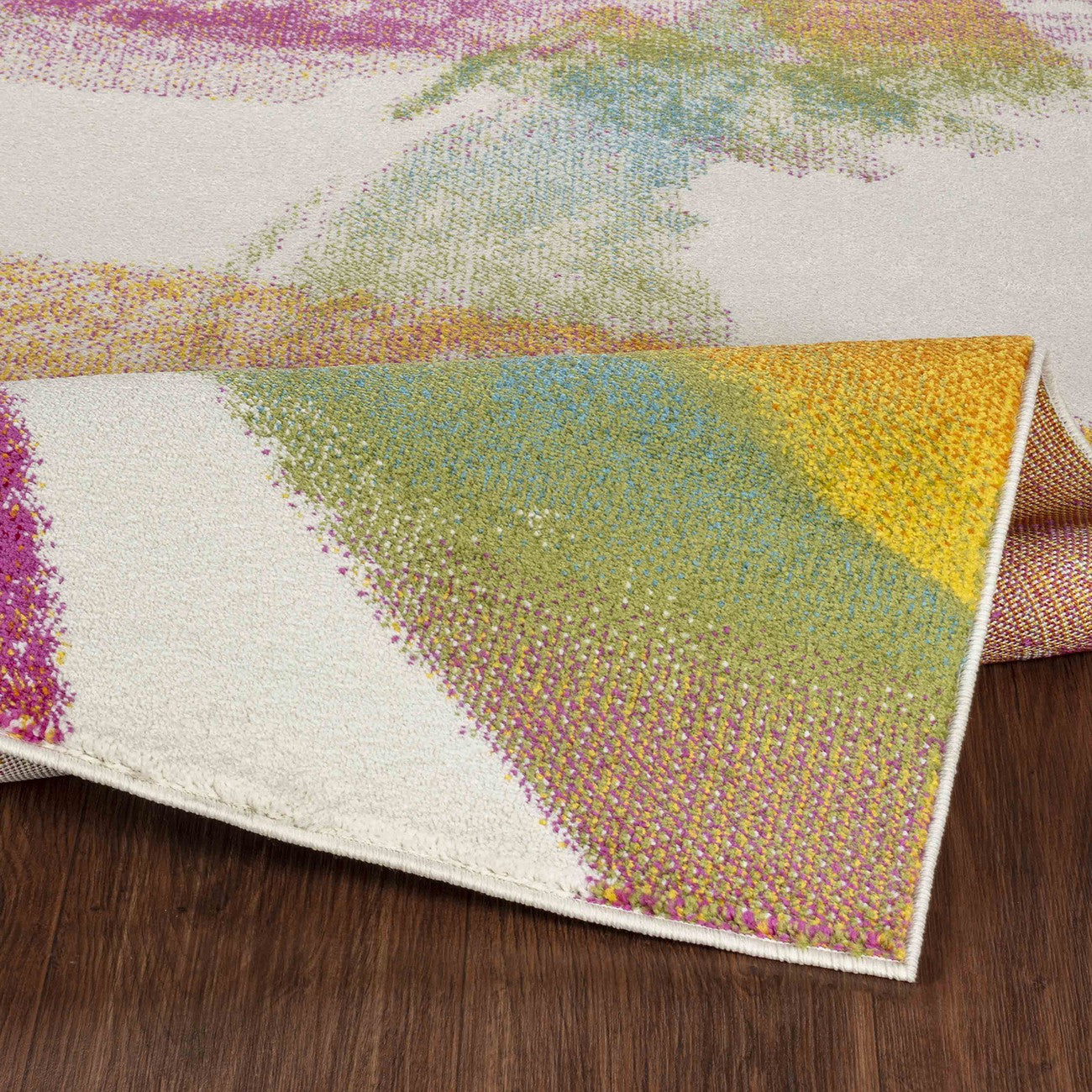 VIOLETA Scandi Modern White/Pink Area Rug Fold