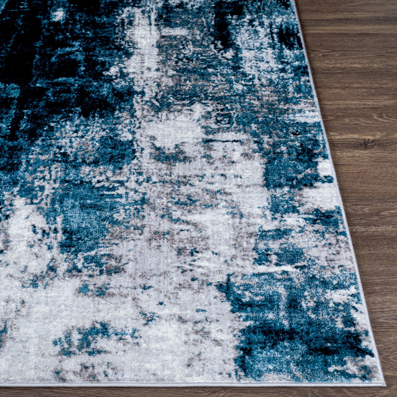 GIULIA Abstract Modern Marble Dark Teal Area Rug Front