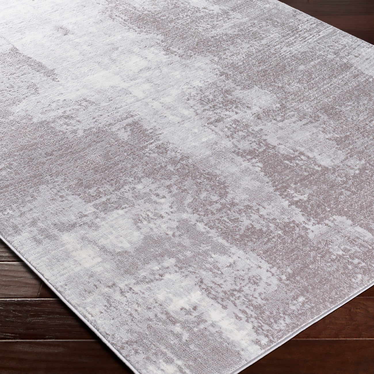 GIULIA Abstract Modern Marble Light Grey Area Rug Corner