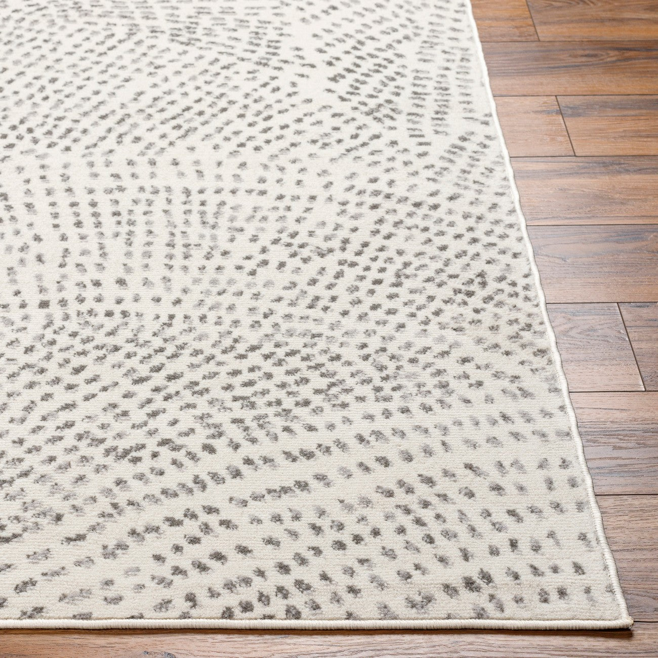 YONINA Scandi Modern Beige/Grey Polka Dot Area Rug Front