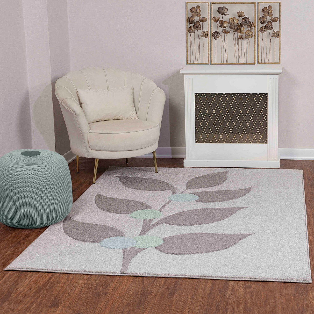 YURI Scandi Modern Grey Area Rug Roomscene