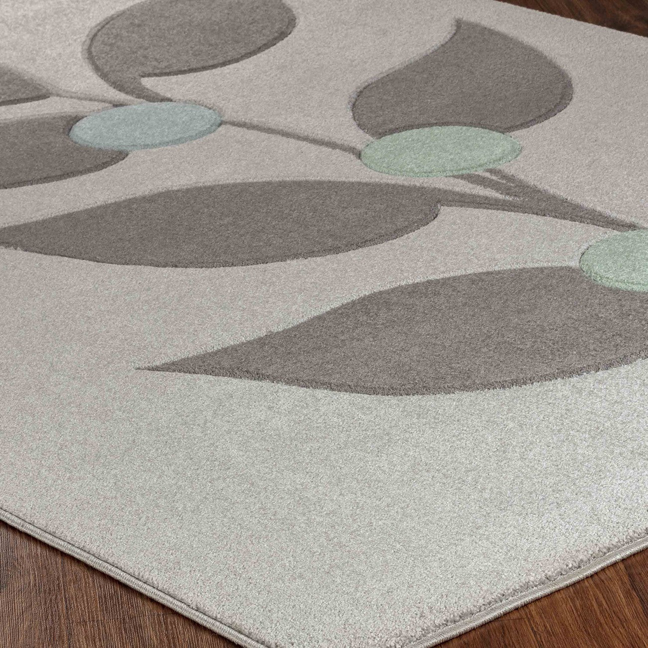 YURI Scandi Modern Grey Area Rug Corner