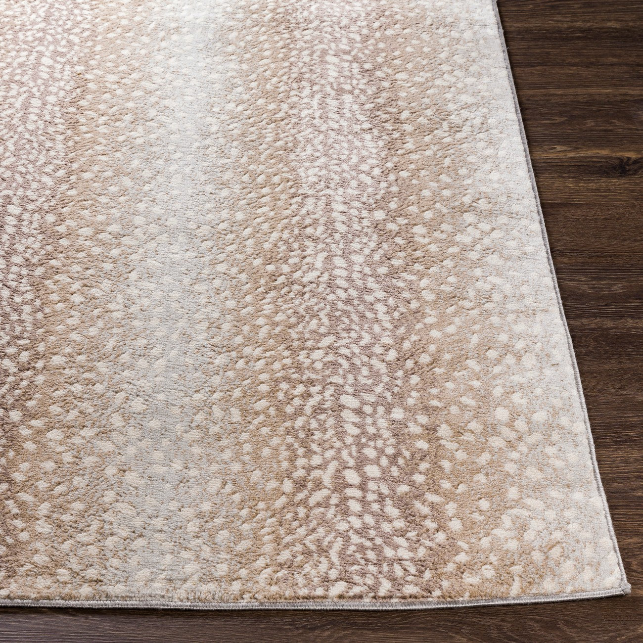 ZORINA Scandi Boho Tan Polka Dot Area Rug Front