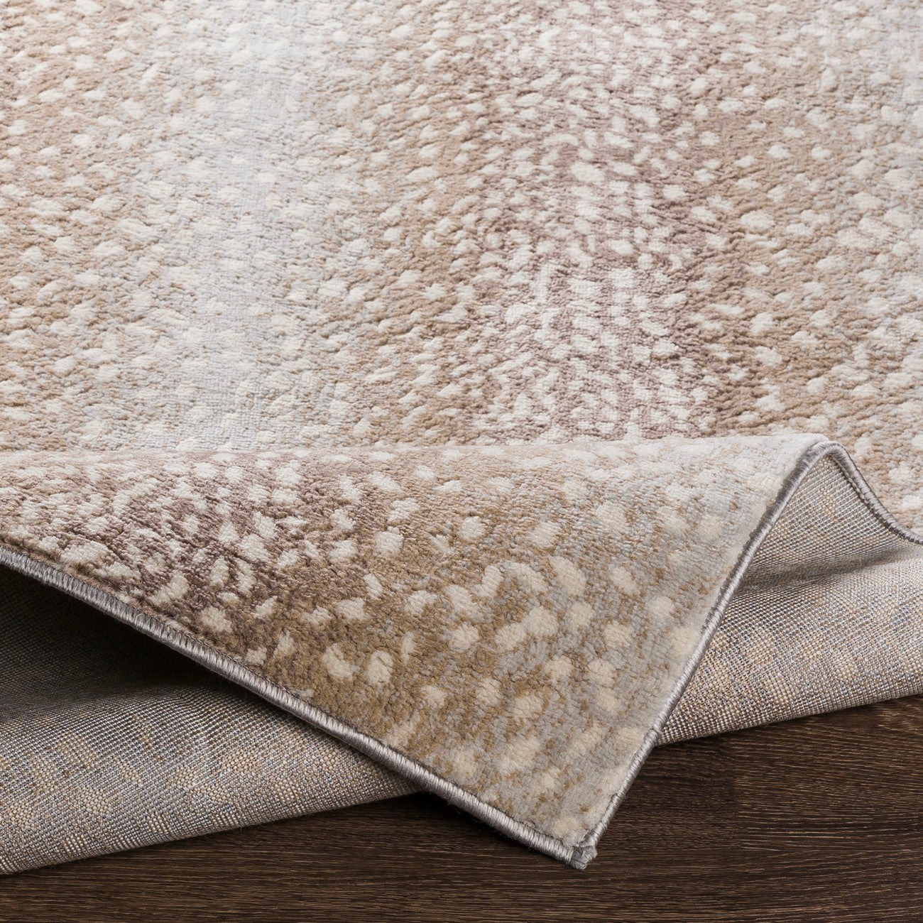 ZORINA Scandi Boho Tan Polka Dot Area Rug Fold