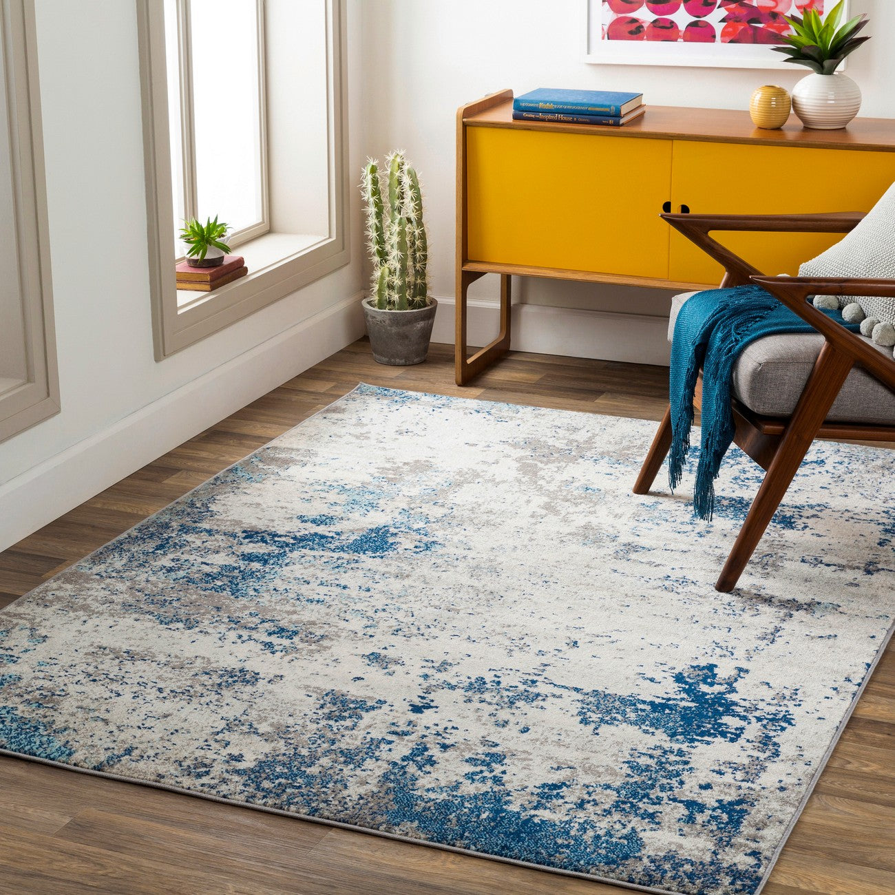 ALEX Abstract Modern Marble Dark Blue Area Rug