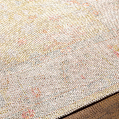 AMARI Machine Washable Traditional Boho Sage Area Rug Texture