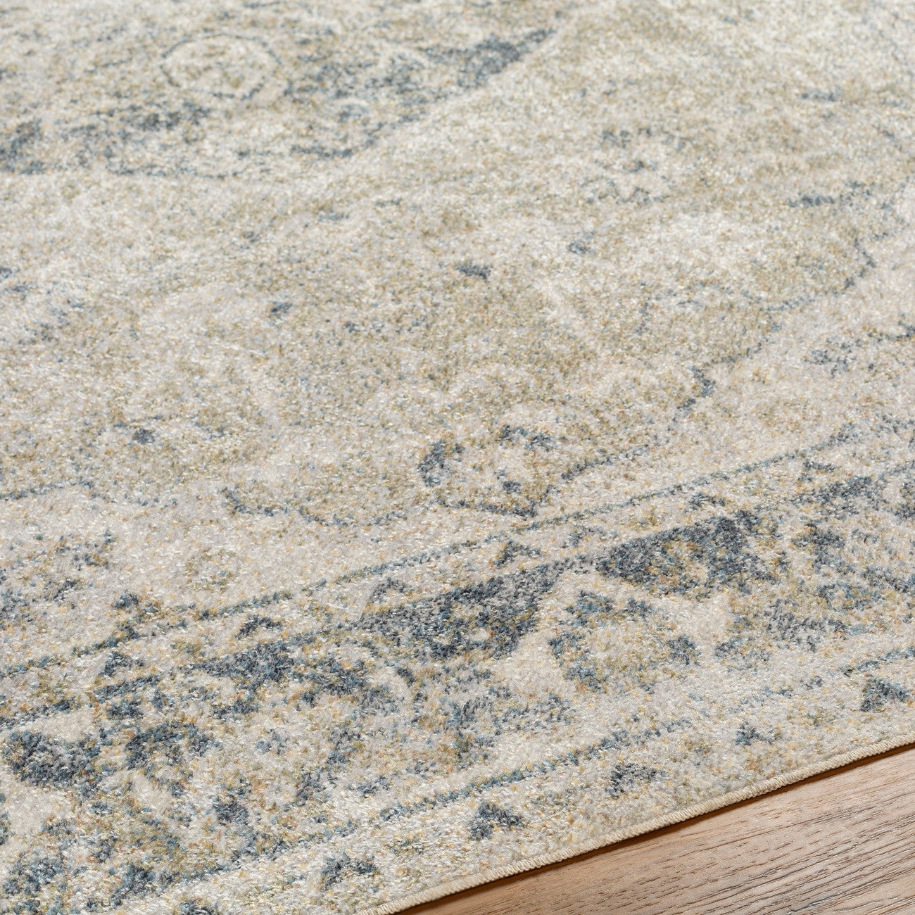 AMAYRA Machine Washable Traditional Boho Olive/Dark Blue Area Rug Texture
