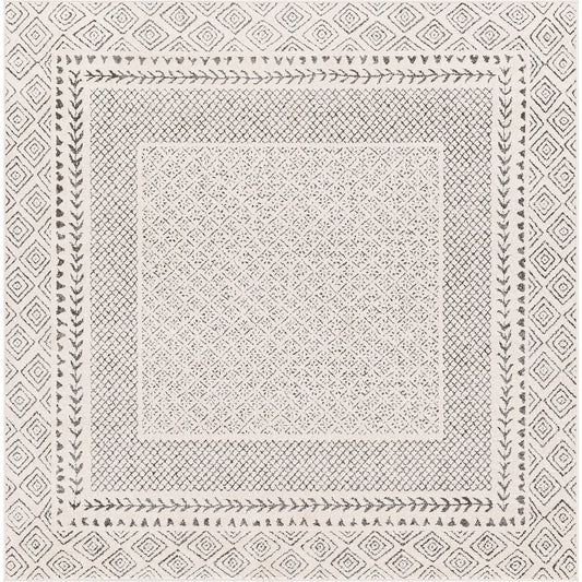 AMBRE Scandi Geometric Charcoal Light Beige Area Rug Flat
