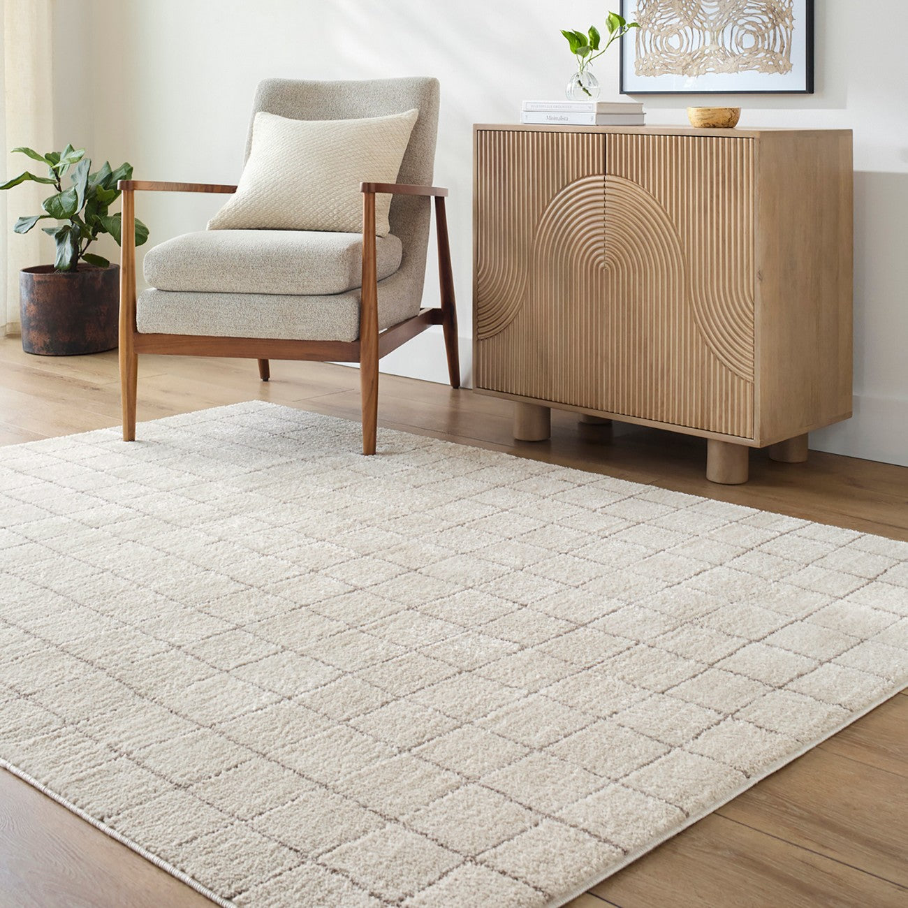 AMINA Our PNW Home x Livabliss Scandi High Pile Ivory Area Rug