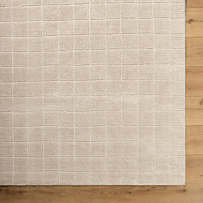 AMINA Our PNW Home x Livabliss Scandi High Pile Light Beige/Light Brown Area Rug Overhead
