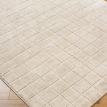 AMINA Our PNW Home x Livabliss Scandi High Pile Light Beige/Light Brown Area Rug Corner