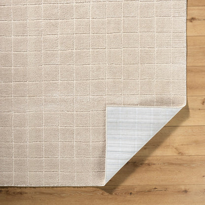 AMINA Our PNW Home x Livabliss Scandi High Pile Light Beige/Light Brown Area Rug Fold