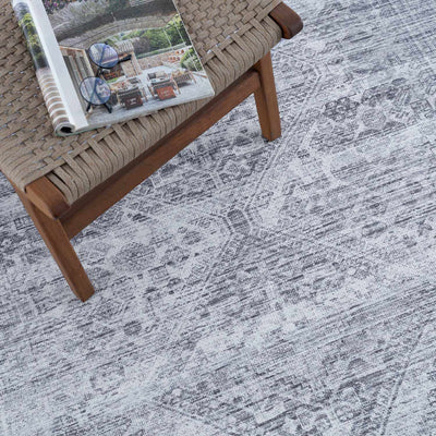 Barny Cream & Gray Washable Area Rug