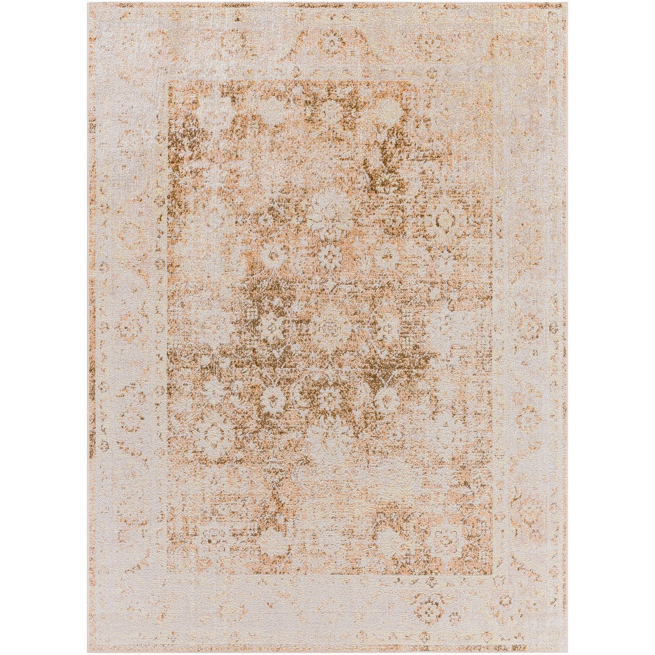 ANSELINE Machine Washable Traditional Boho Rust Area Rug Flat