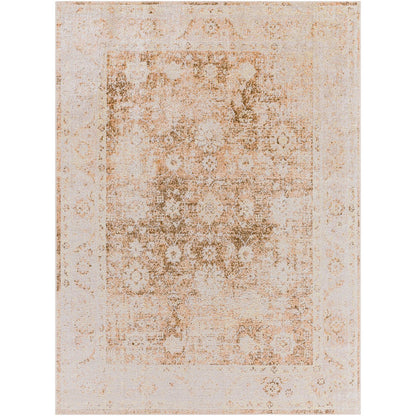 ANSELINE Machine Washable Traditional Boho Rust Area Rug Flat