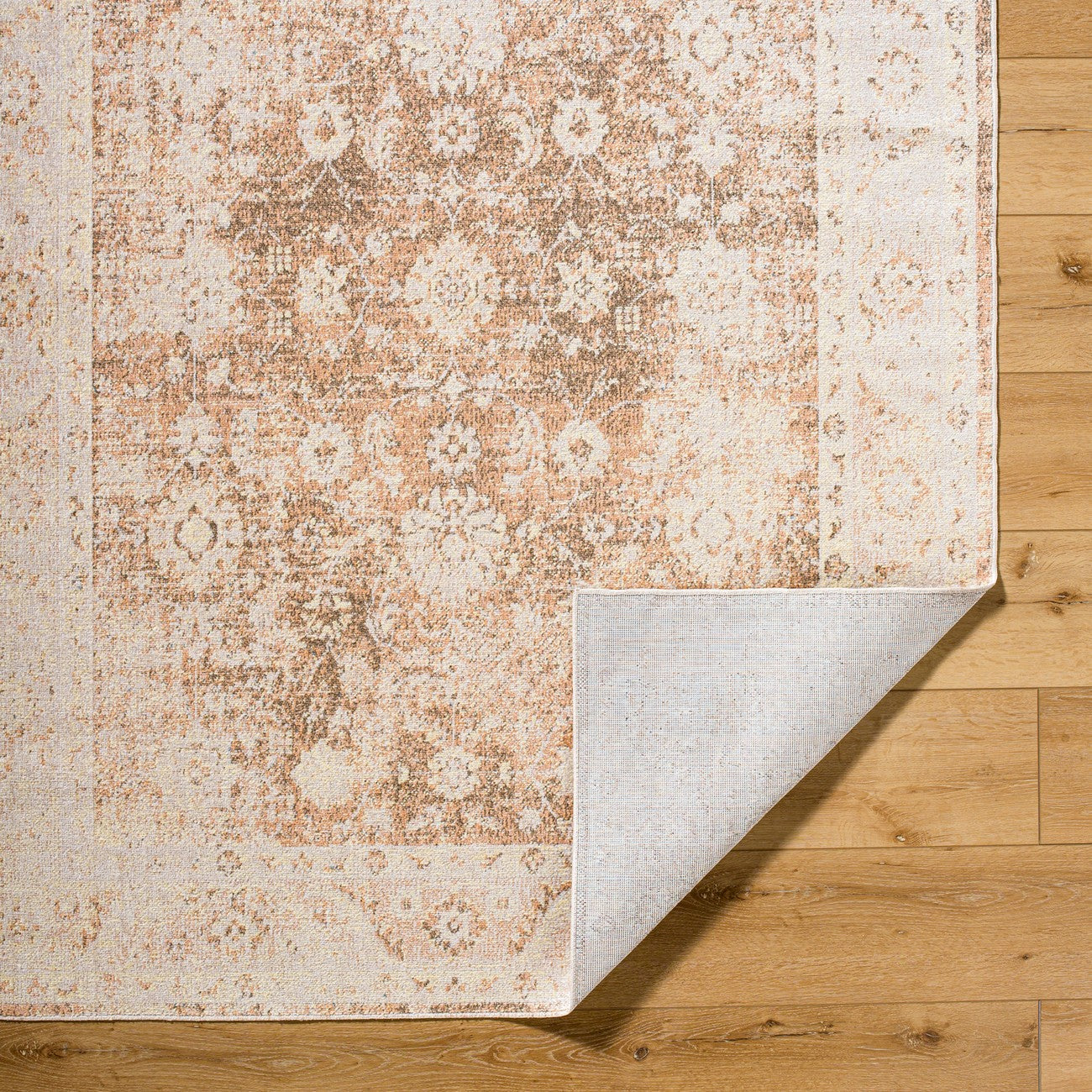 ANSELINE Machine Washable Traditional Boho Rust Area Rug Fold