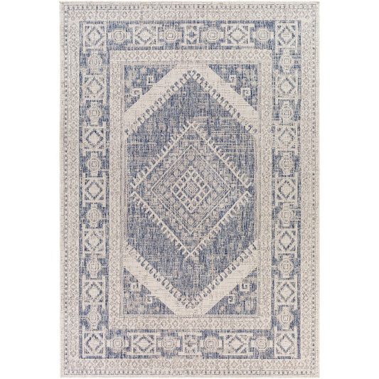 ANWARA Indoor & Outdoor Global Navy Area Rug Flat