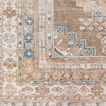 ATHENA Machine Washable Traditional Boho Brown Area Rug Swatch