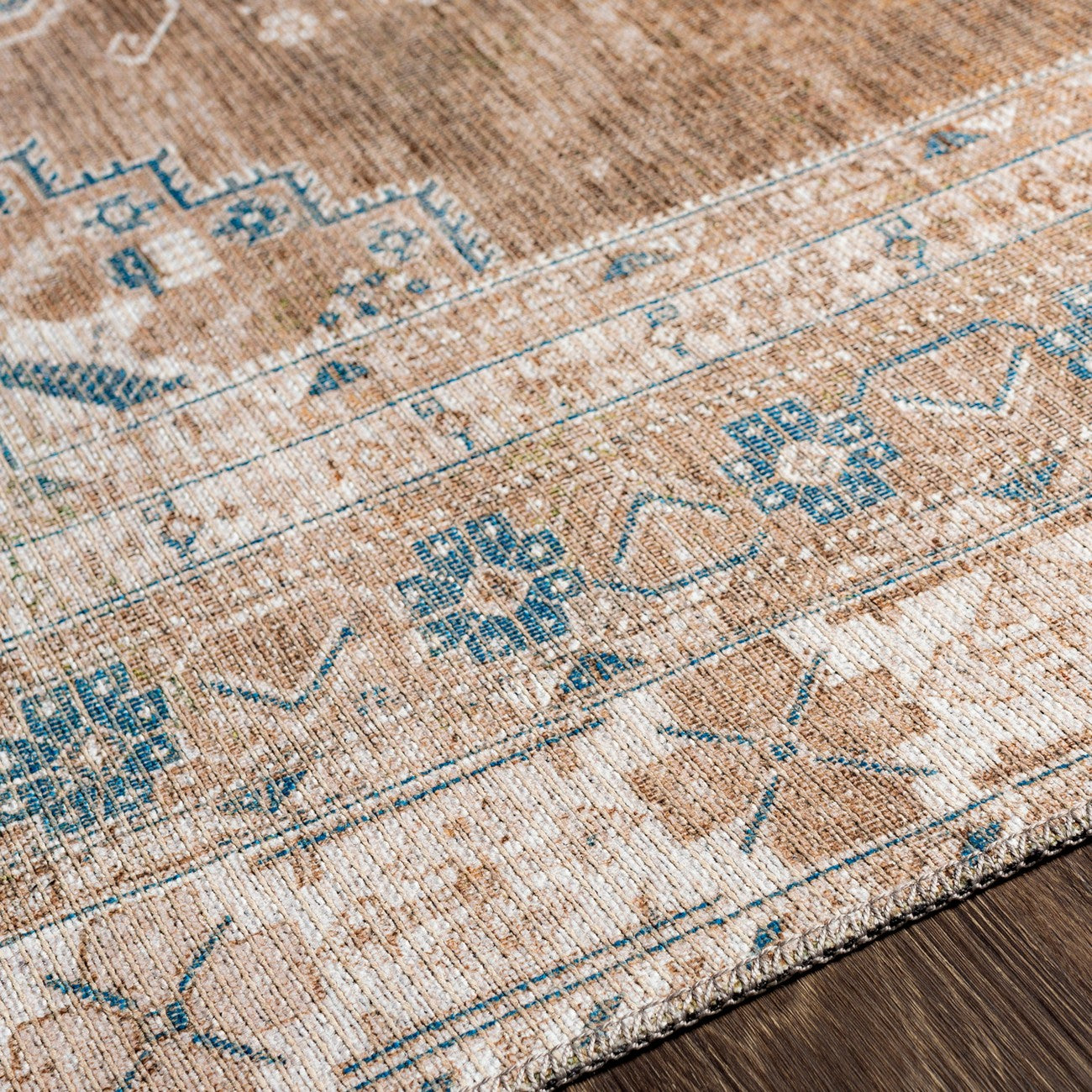 ATHENA Machine Washable Traditional Boho Brown Area Rug Texture