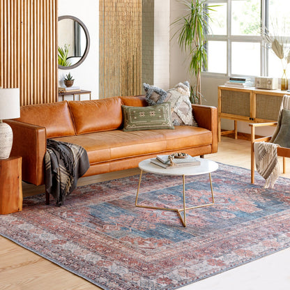 ATHENA Machine Washable Traditional Boho Coral Area Rug Roomscene