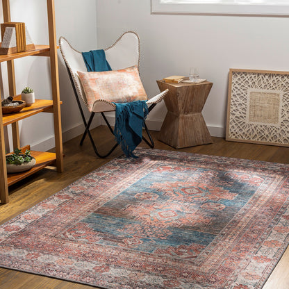 ATHENA Machine Washable Traditional Boho Coral Area Rug Roomscene