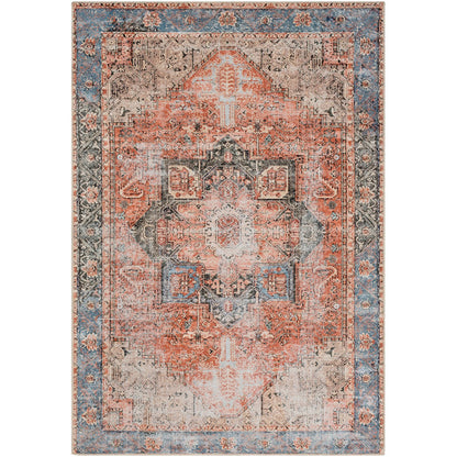 LANA Machine Washable Traditional Boho Brown/Tan/Ivory Area Rug Flat