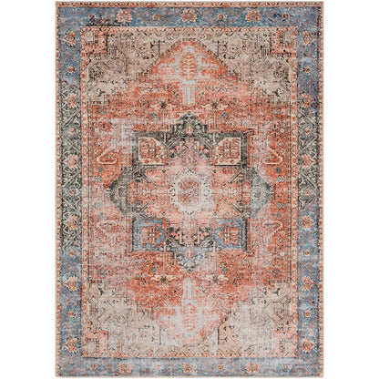 LANA Machine Washable Traditional Boho Brown/Tan/Ivory Area Rug Flat