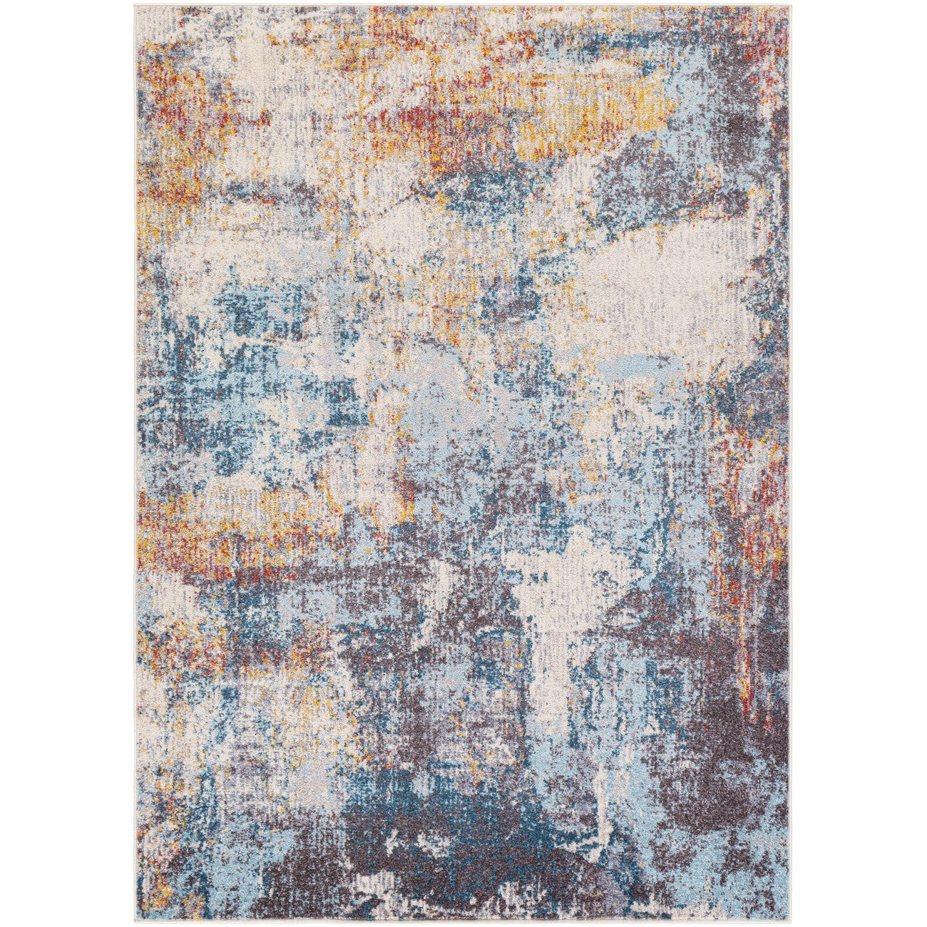 VALERIE Abstract Modern Marble Dark Blue Area Rug Flat