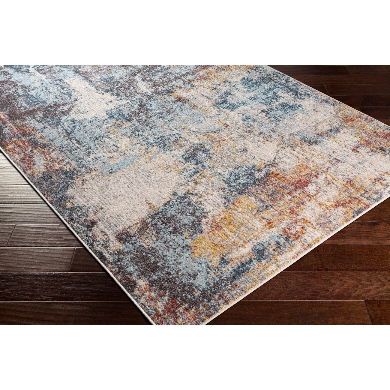 VALERIE Abstract Modern Marble Dark Blue Area Rug Corner