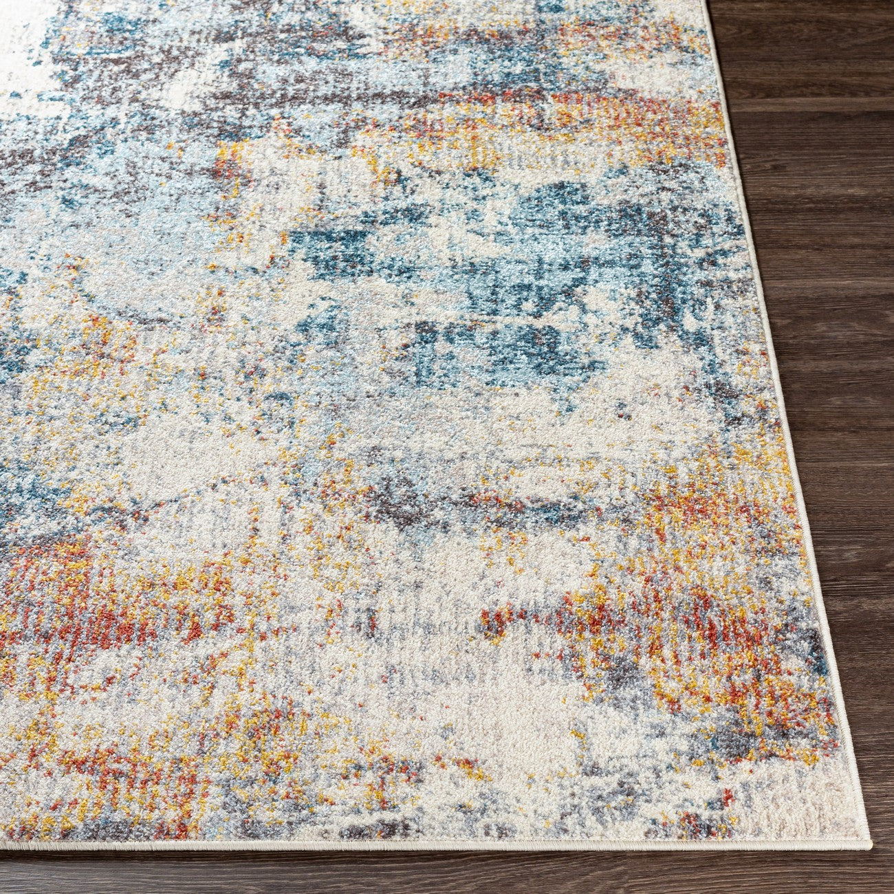 VALERIE Abstract Modern Marble Dark Blue Area Rug Front